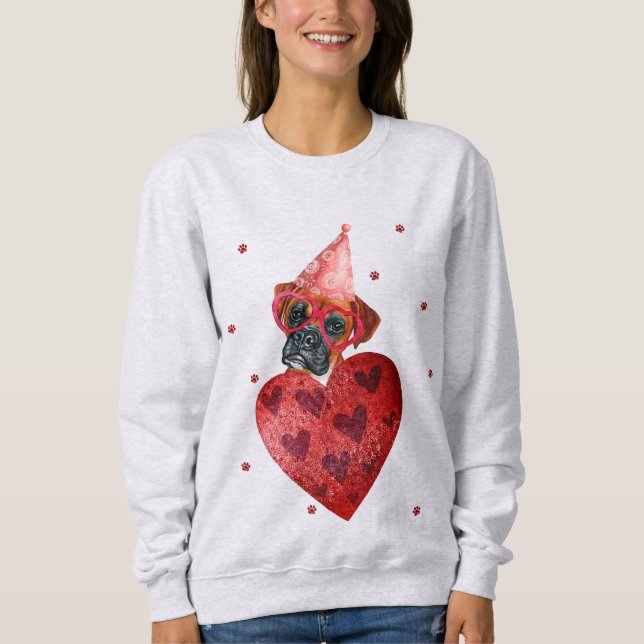 Alla hjärtans dag Gift Boxer Hund T Shirt (Framsida)