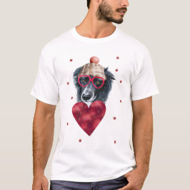 Alla hjärtans dag Gift Gräns Collie Hund T Shirt