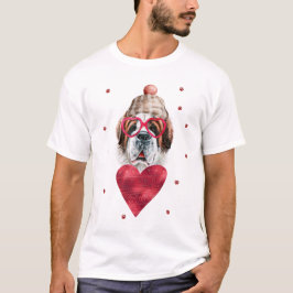 Alla hjärtans dag Gift Saint Bernard Hund T Shirt
