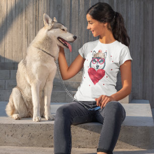 Alla hjärtans dag Gift Siberian husky Hund T Shirt