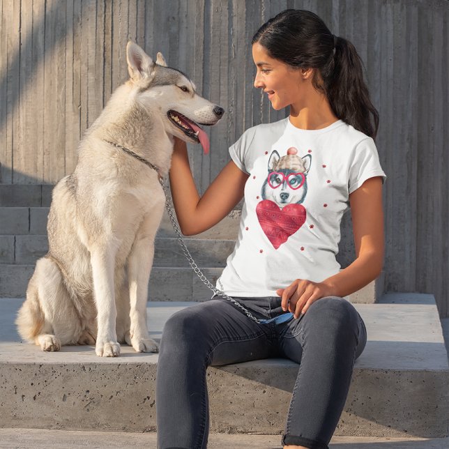 Alla hjärtans dag Gift Siberian husky Hund T Shirt (Skapare uppladdad)