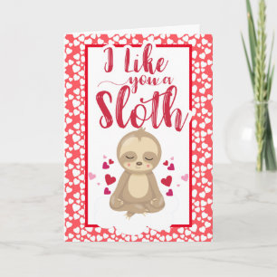 Alla hjärtans dag gillar jag dig en Sloth Kärlek Helgkort