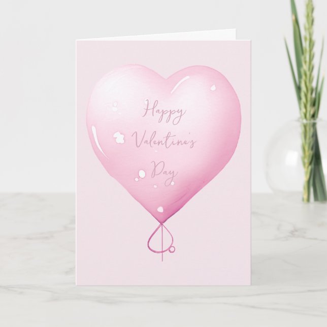 Alla hjärtans dag glad hjärta anpassad rosa skrift helgkort (Framsida)