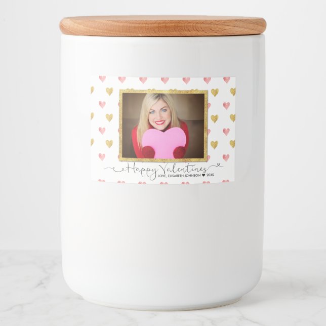 Alla hjärtans dag, Glitter Hearts Food Label Mat Etiketter (Framsida)