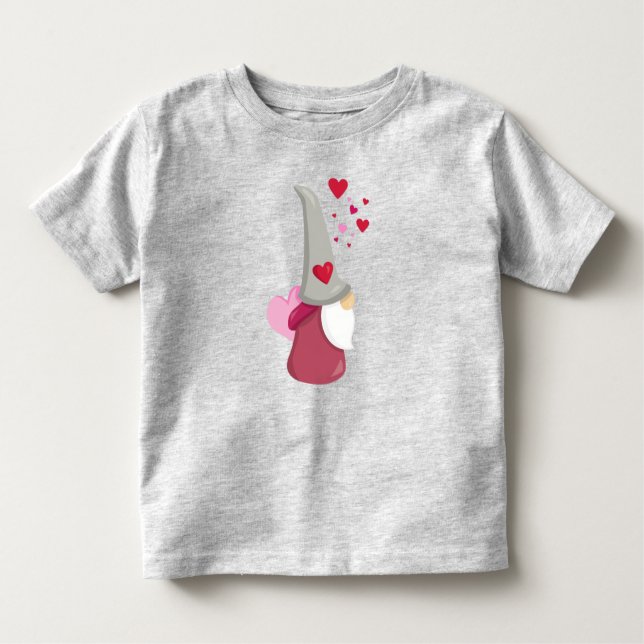 Alla hjärtans dag Gnome, Cute Gnome, Beard, Hearts T Shirt (Framsida)