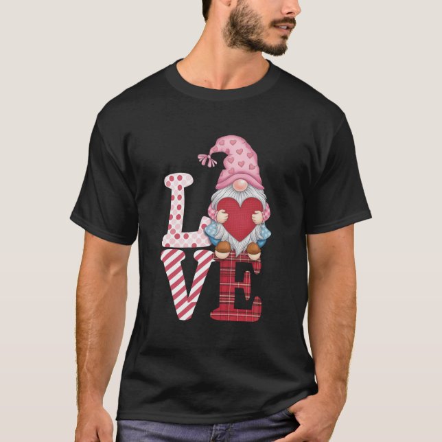 Alla hjärtans dag Gnome Kärlek Parpresenter för he T Shirt (Framsida)