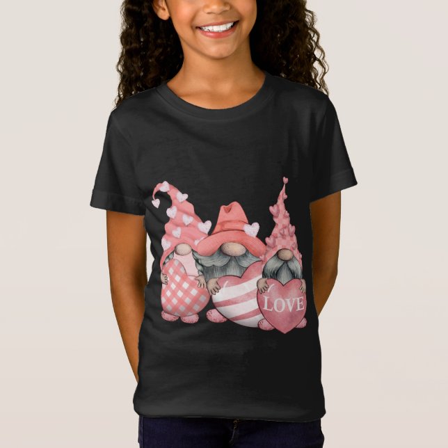 Alla hjärtans dag Gnome par Matching Gifts L T Shirt (Framsida)