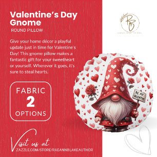 Alla hjärtans dag Gnome Round Pillow Rund Kudde