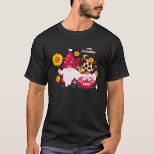 Alla hjärtans dag Gnomes med leopard Solros T Shirt