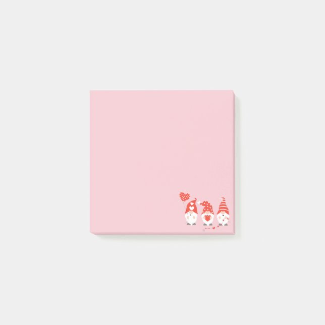 Alla hjärtans dag Gnomes Red Rosa Post-it Block (Framsida)