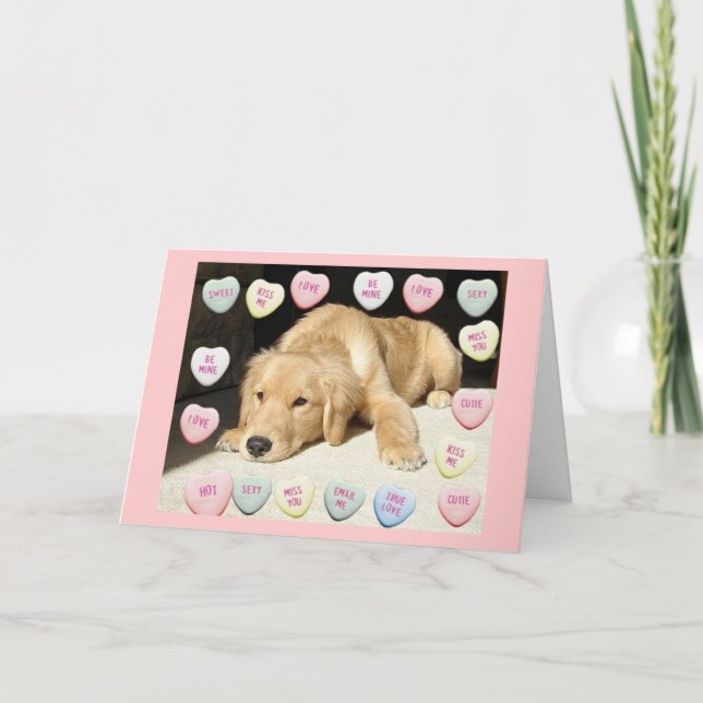 Alla hjärtans dag Golden Retriever Helgkort (Framsida)
