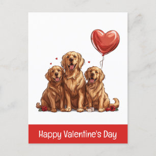 Alla hjärtans dag Golden Retriever Hund Helg Vykort