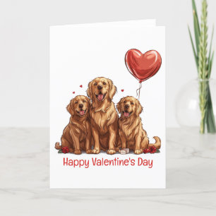 Alla hjärtans dag Golden Retriever Hund Helgkort