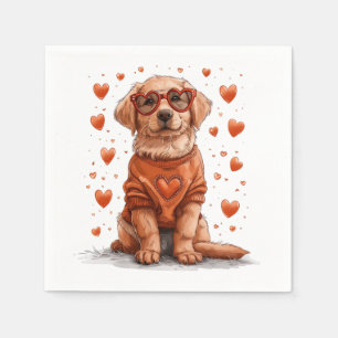 Alla hjärtans dag Golden Retriever Hund Pappersservett