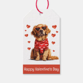 Alla hjärtans dag Golden Retriever Hund Presentetikett