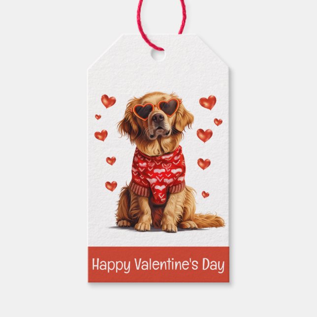 Alla hjärtans dag Golden Retriever Hund Presentetikett (Framsidan)