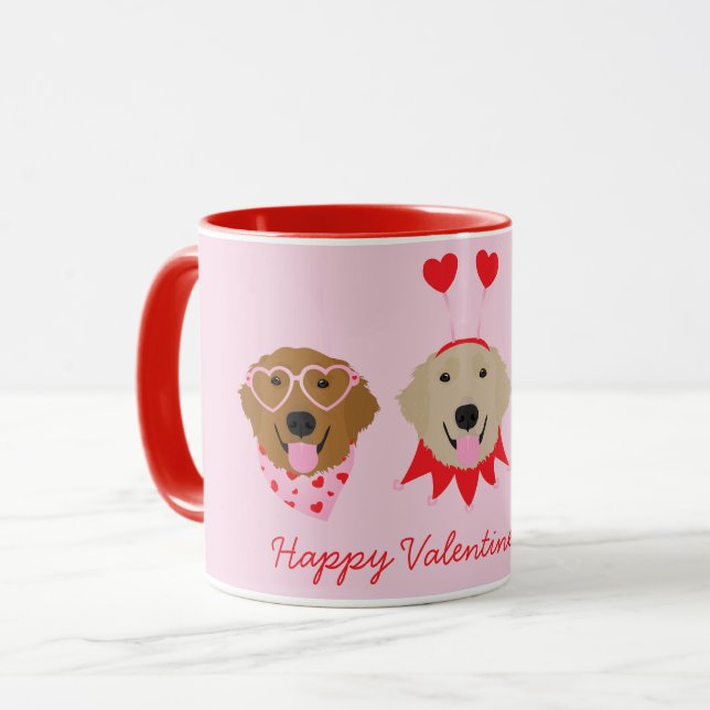 Alla hjärtans dag Golden Retriever Hundar Mugg (Framsida vänster)