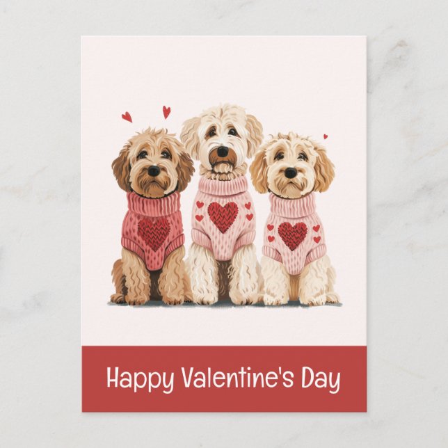 Alla hjärtans dag Goldendoodle Hundar Helg Vykort (Framsida)
