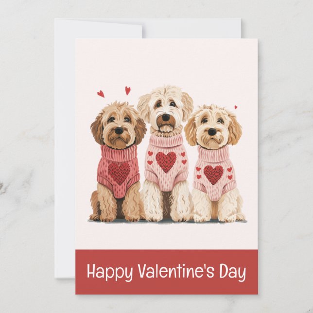 Alla hjärtans dag Goldendoodle Hundar Julkort (Framsida)