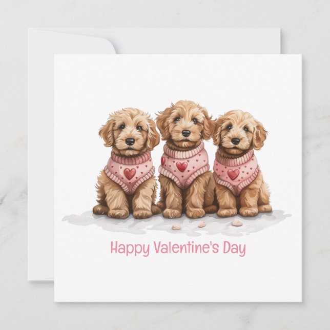 Alla hjärtans dag Goldendoodle Hundar Julkort (Framsida)