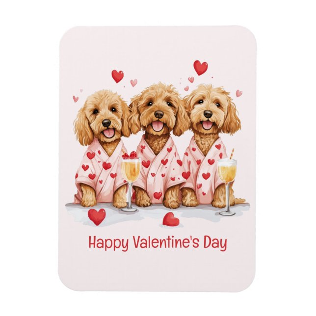 Alla hjärtans dag Goldendoodle Hundar Magnet (Vertikal)