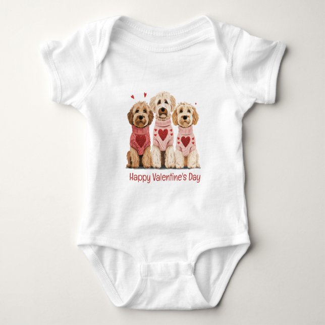 Alla hjärtans dag Goldendoodle Hundar T Shirt (Framsida)