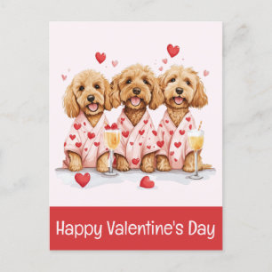 Alla hjärtans dag Goldendoodle Hundar Vykort