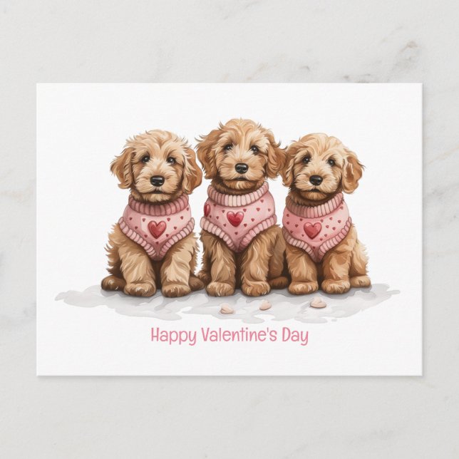 Alla hjärtans dag Goldendoodle Hundar Vykort (Framsida)