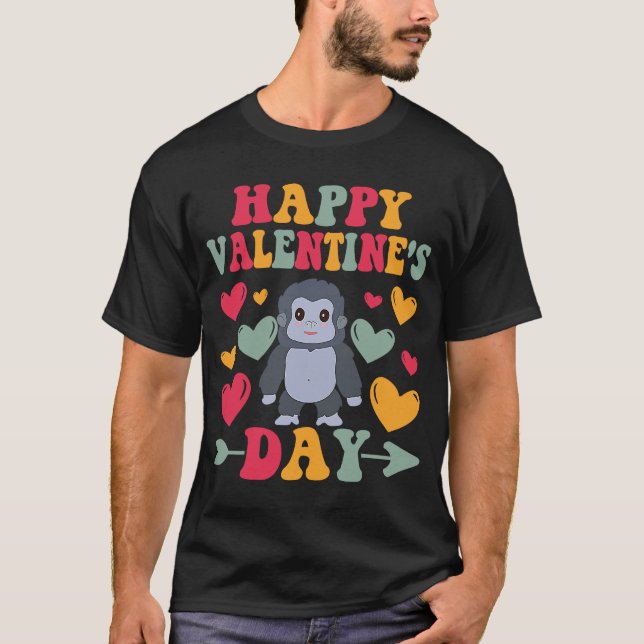 Alla hjärtans dag Gorilla Heart Kärlek Groovy T Shirt (Framsida)
