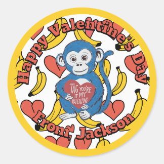 Alla hjärtans dag Gorilla Sticker Runt Klistermärke