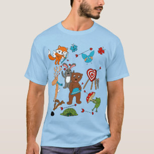 Alla hjärtans dag, grafik på de berömda djuren t shirt