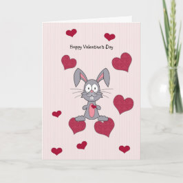 Alla hjärtans dag Grått Bunny-kaninkort Helgkort