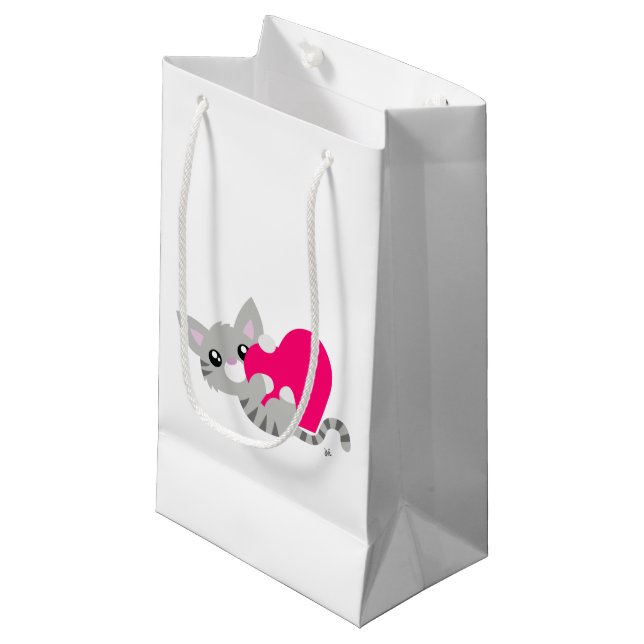 Alla hjärtans dag Grått Kattunge gift Bag (Framsidan Vinklad)