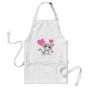 Alla hjärtans dag Grått Kattunge White Apron Förkläde