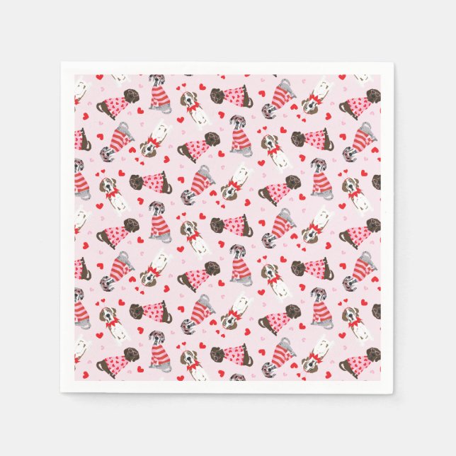 Alla hjärtans dag Great dane Hundar Pappersservett (Framsidan)