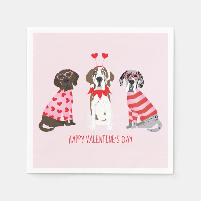 Alla hjärtans dag Great dane Hundar Pappersservett (Framsidan)
