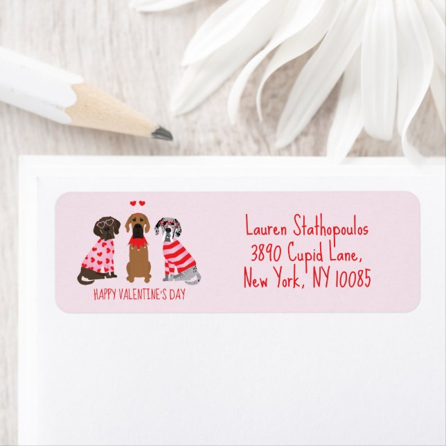 Alla hjärtans dag Great dane Hundar Returadress Etikett (Insitu)