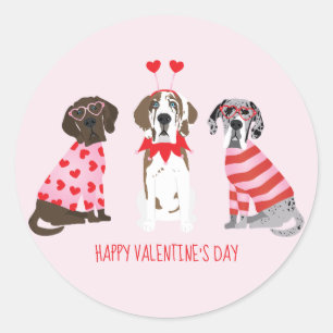 Alla hjärtans dag Great dane Hundar Runt Klistermärke