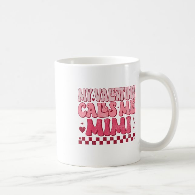 Alla hjärtans dag Groovy Min Valentine kallar mig  Kaffemugg (Höger)