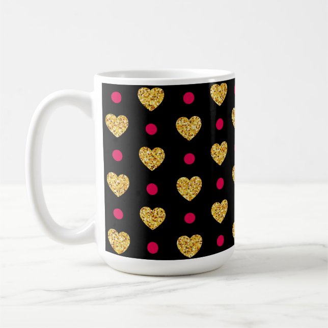 Alla hjärtans dag Guld Hearts Mönster-23655 Kaffemugg (Vänster)