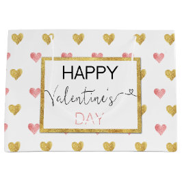 Alla hjärtans dag Guld Rosa Hearts Large Gift Bag