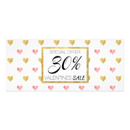 Alla hjärtans dag Guld Rosa Hearts - Rabattkort Reklamkort