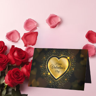 Alla hjärtans dag, gungande Golden Heart Black Helgkort