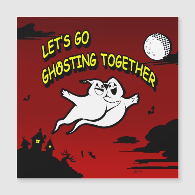 Alla hjärtans dag Halloween Spökar Tunn Magnetisk  Inbjudningskort (Framsida)