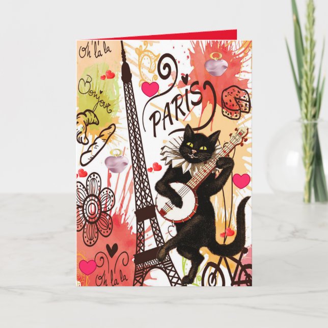 Alla hjärtans dag hälsningskort Paris Frankrike Helgkort (Framsida)