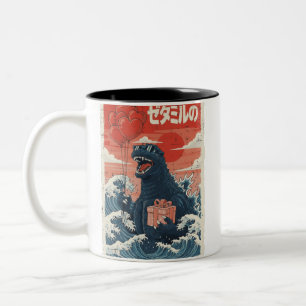 Alla hjärtans dag Havsmonster Japansk våg Män Kvin Två-Tonad Mugg