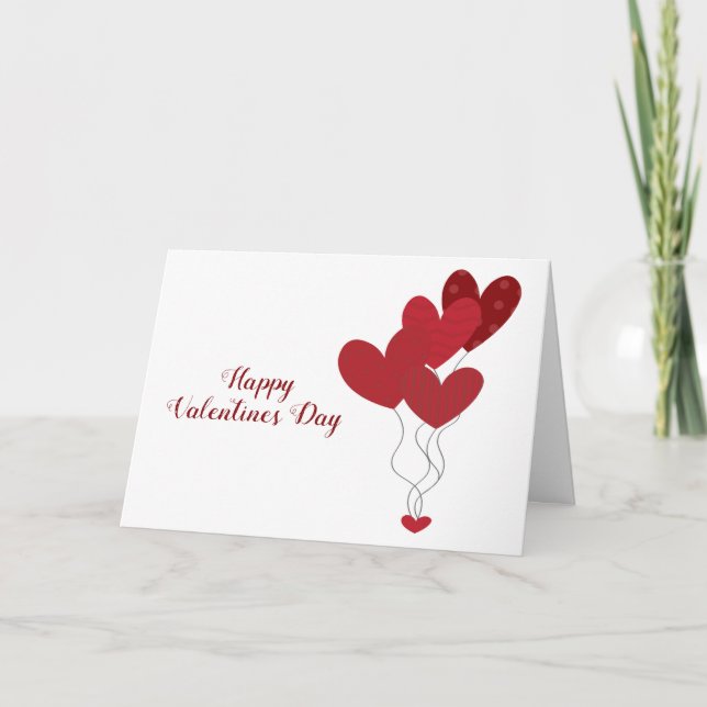 Alla hjärtans dag Heart-ballonger Red Kort (Framsida)