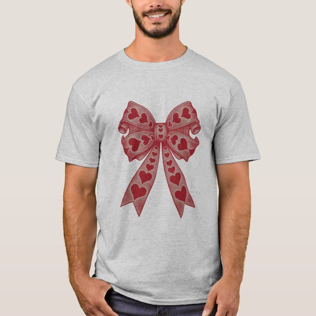 Alla hjärtans dag Heart Coquette bow Retro Valenti T Shirt (Framsida)