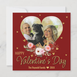 Alla hjärtans dag Heart Guld Photo Glitter Hearts Julkort