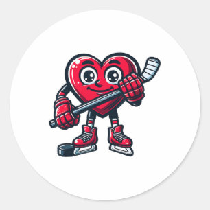 Alla hjärtans dag Heart Ice Hockey Player Iports Runt Klistermärke